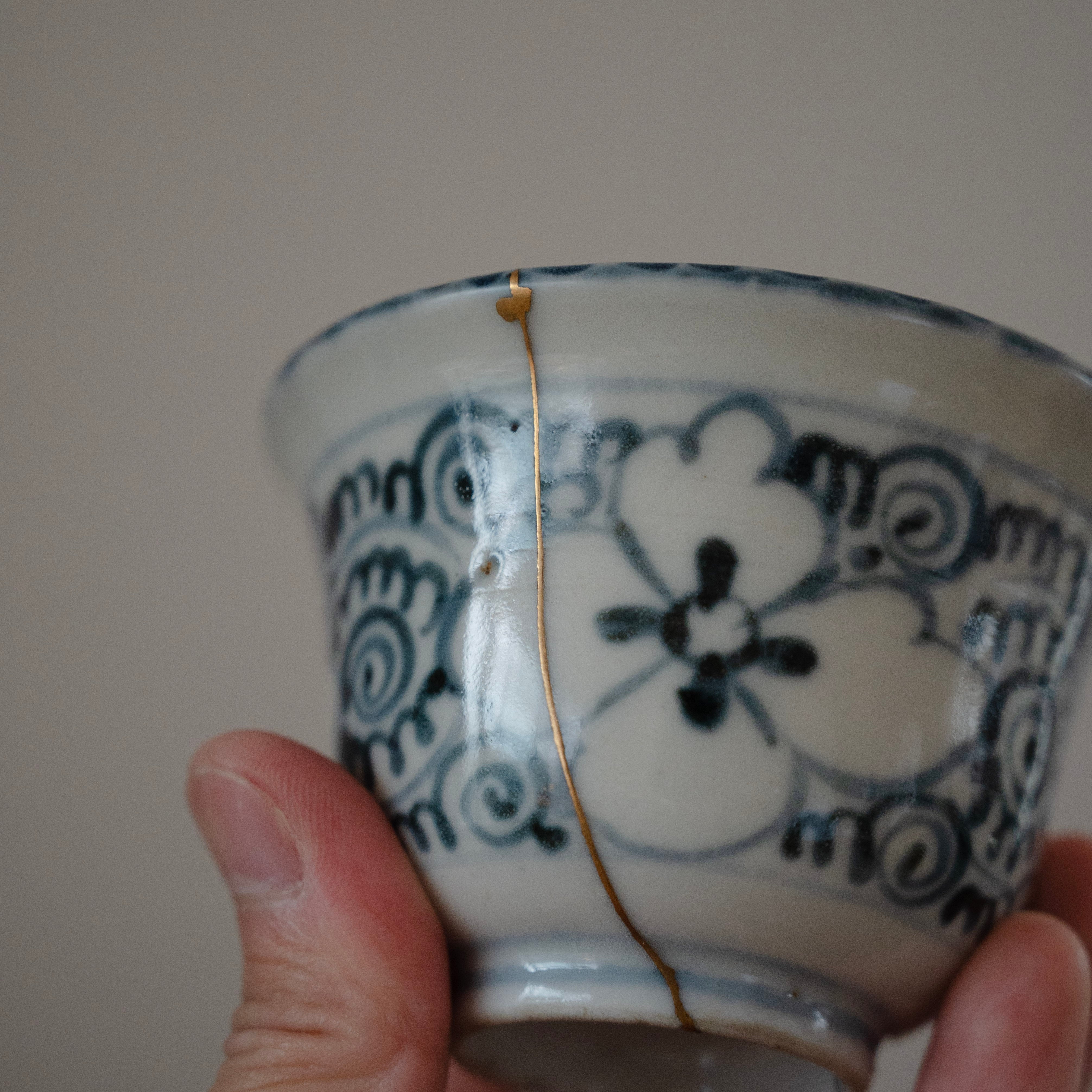 Japanese antique cup with Kintsugi
