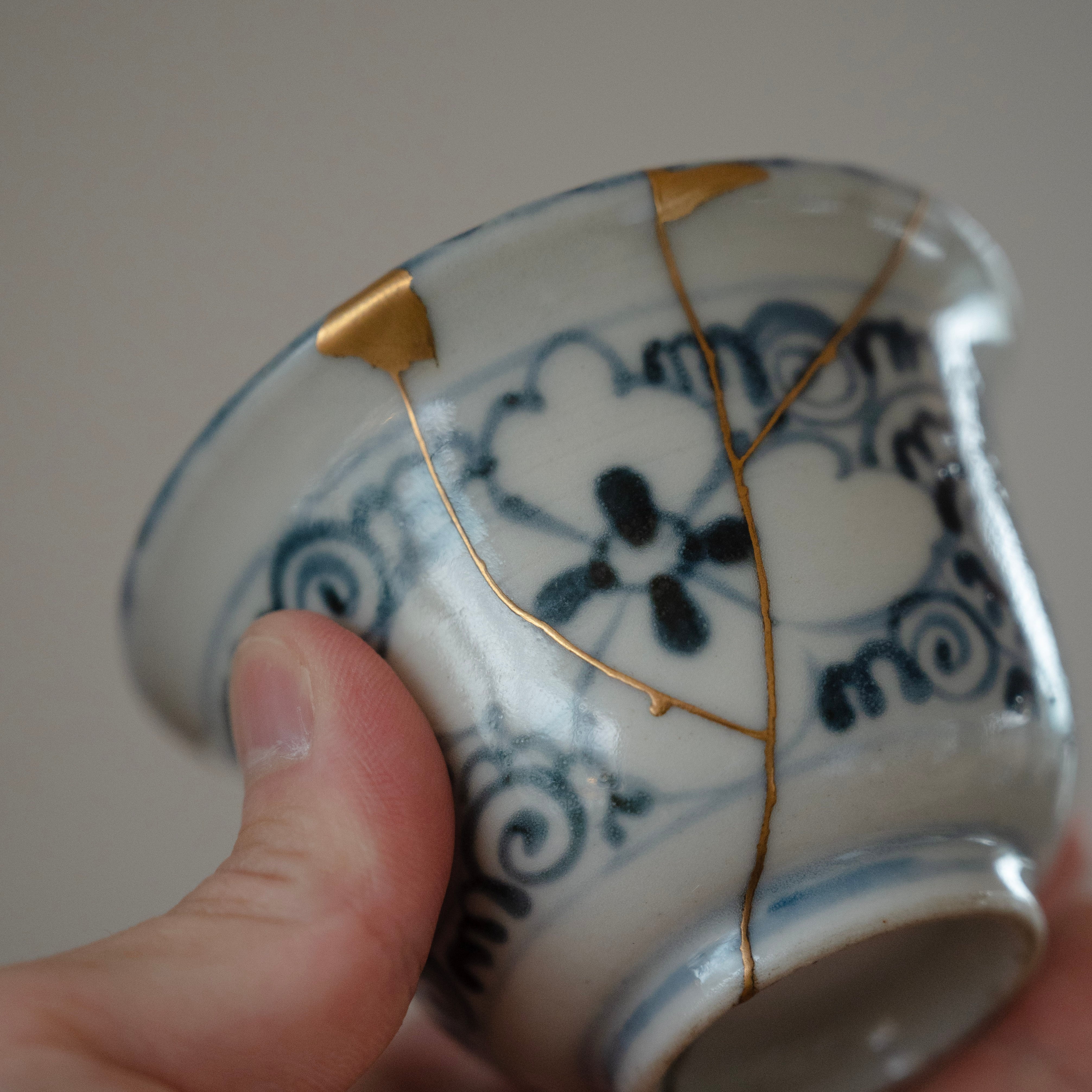 Japanese antique cup with Kintsugi