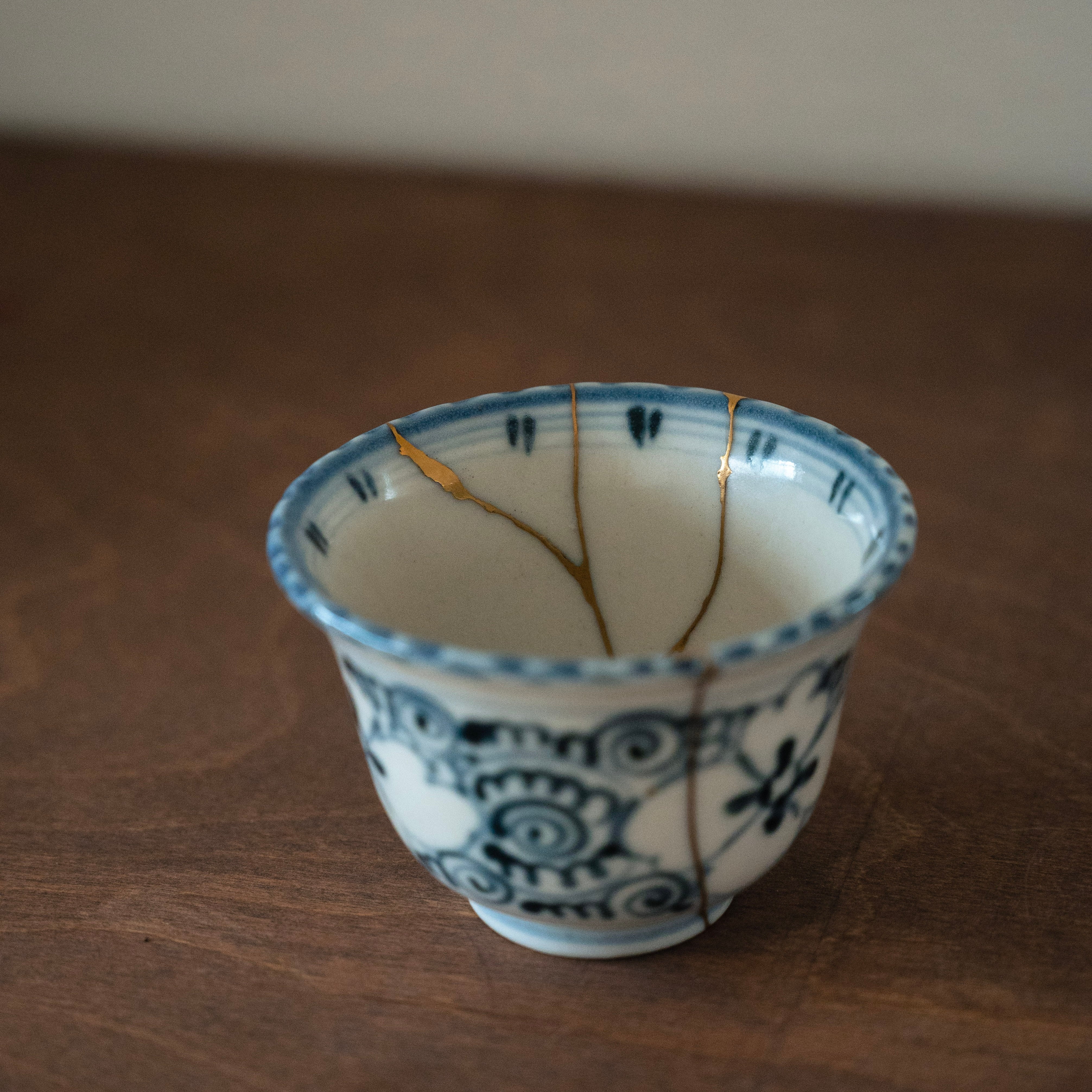 Japanese antique cup with Kintsugi