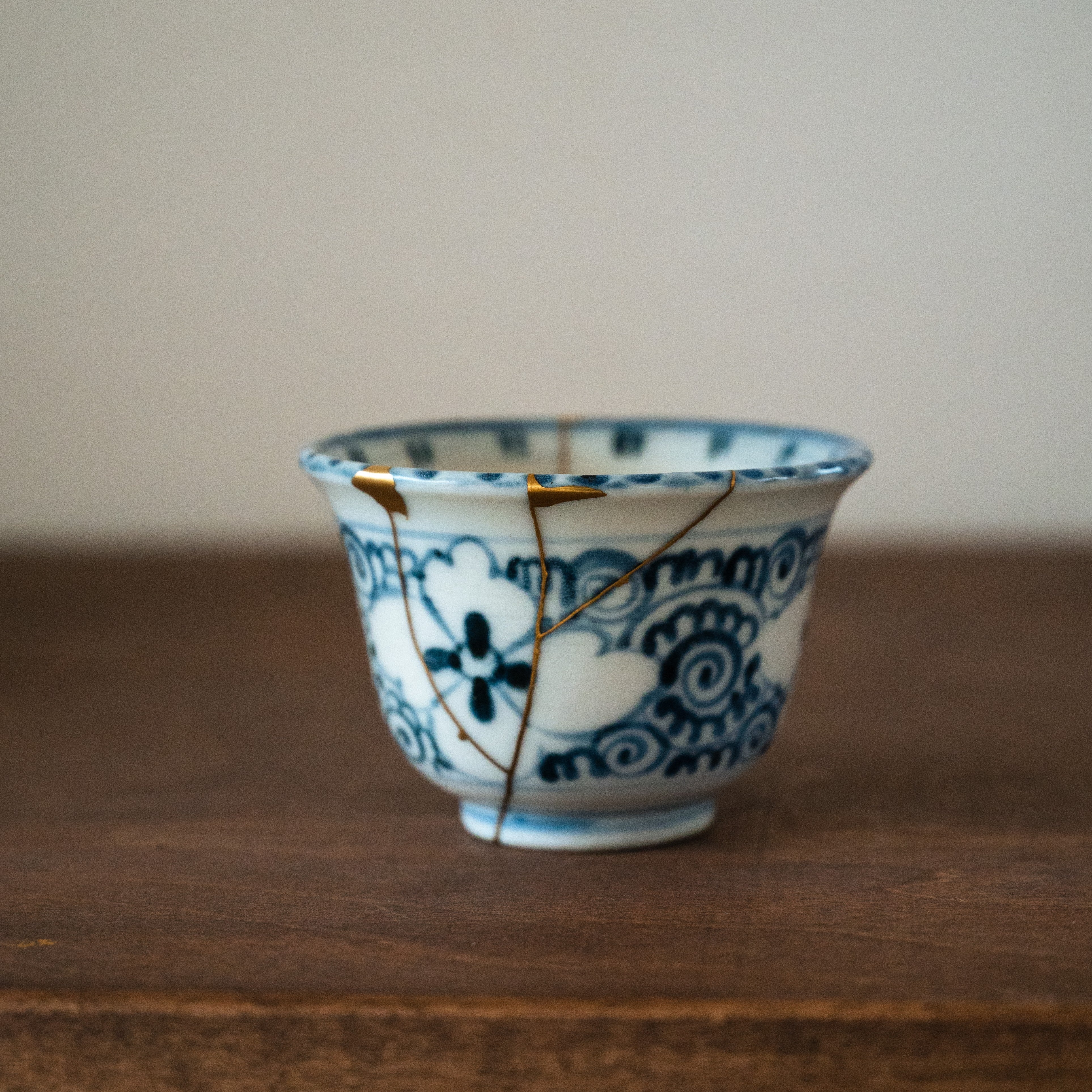 Japanese antique cup with Kintsugi