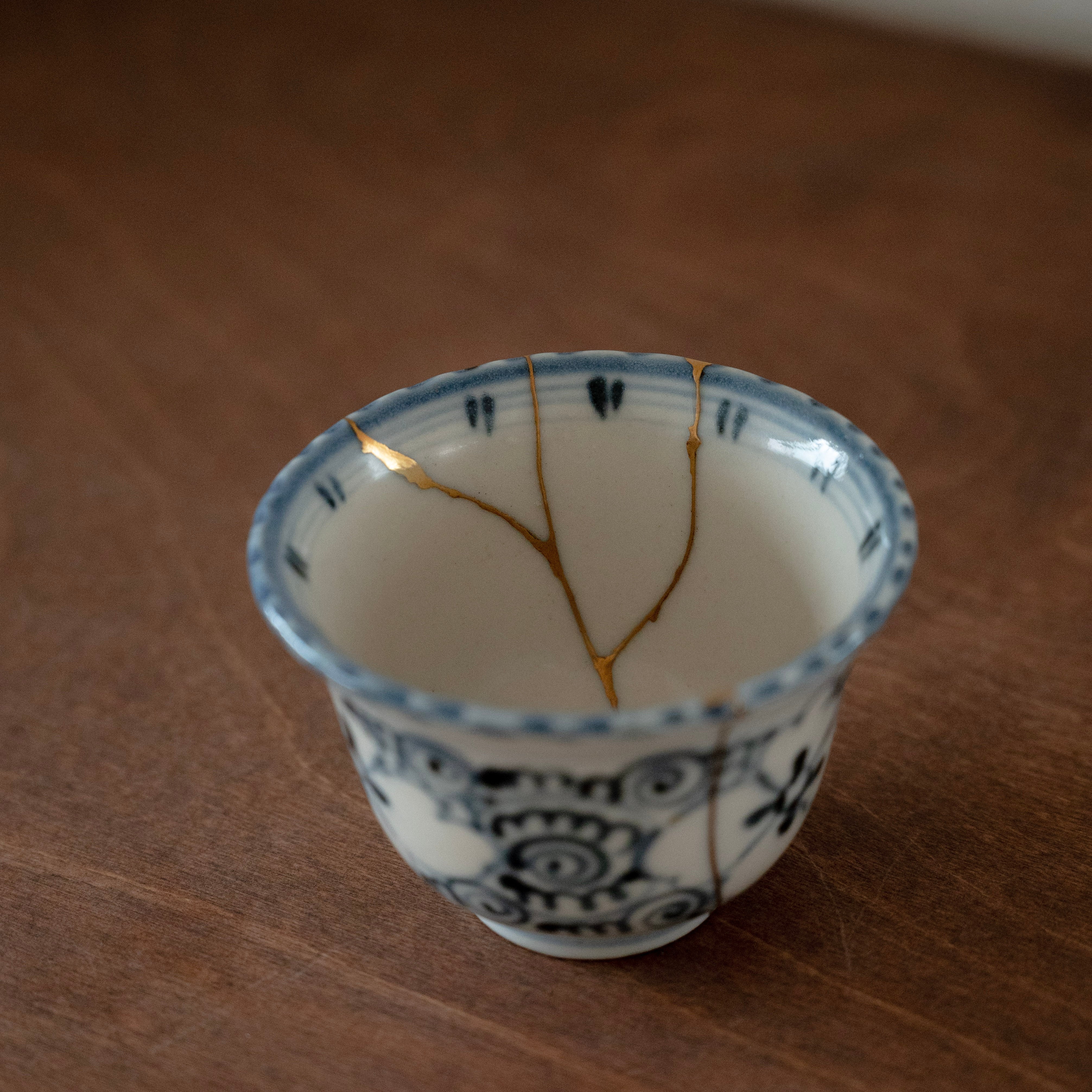 Japanese antique cup with Kintsugi