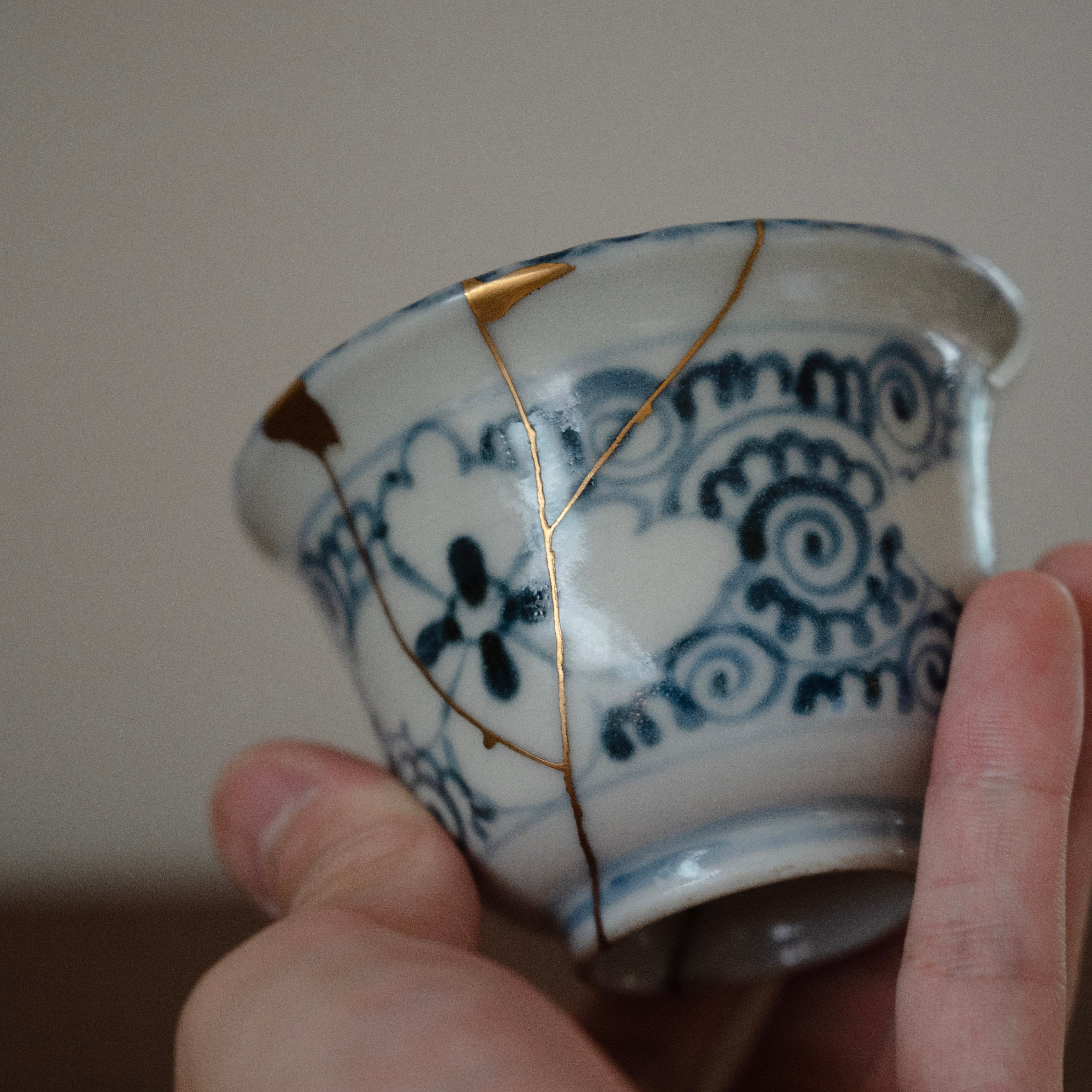 Japanese antique cup with Kintsugi